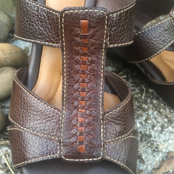 Nurture Brown Leather Wedge Sandals size 9.5 - Picture 2 of 8